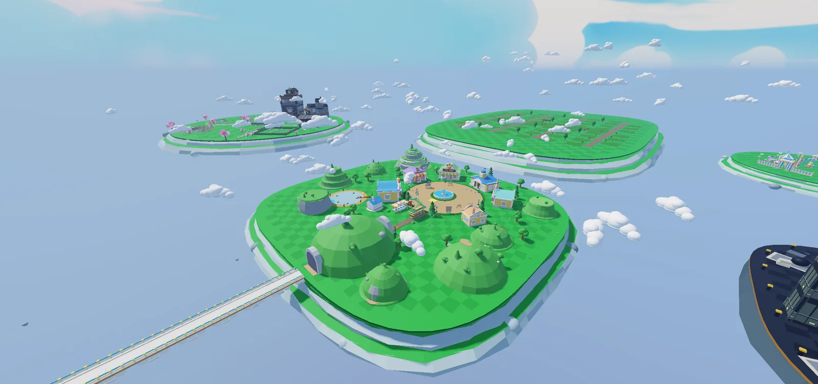 The Whimsy World archipelago, the studio's first world, seen from above.